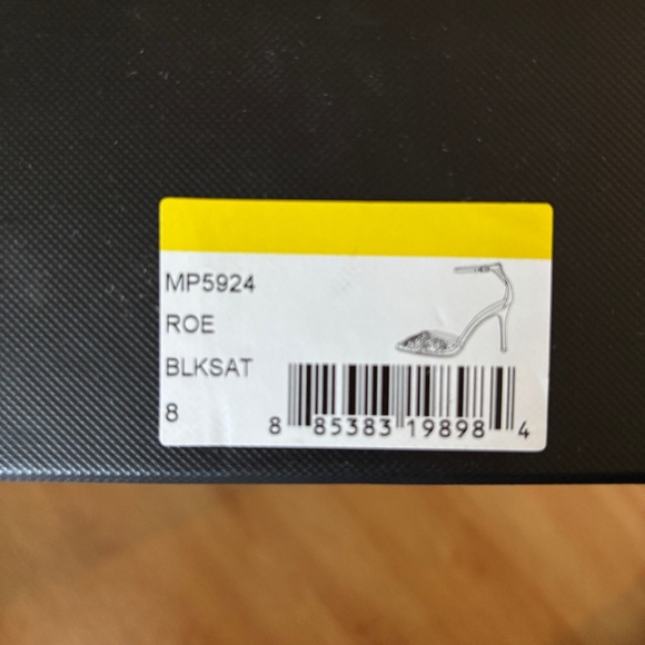 BADGLEY MISCHKA BLACK SATIN RHINESTONE BEADS ANKLE STRAP HEELS LIKE NEW 8 - Picture 9 of 10